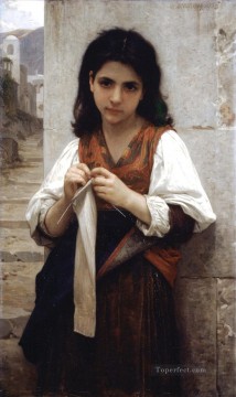 Tricoteuse 1879 Realism William Adolphe Bouguereau Oil Paintings